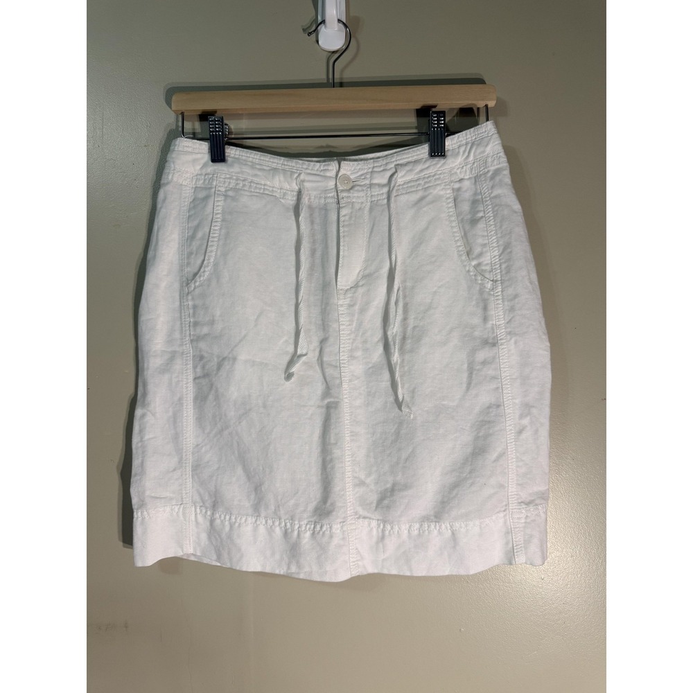 Columbia‎ Skimmer Womens 4 White Linen Cotton Relaxed Elastic Waist Drawstring